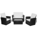 Set de muebles de jardín 4 pzas y cojines ratán sintético negro