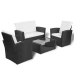 Set de muebles de jardín 4 pzas y cojines ratán sintético negro