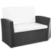 Set de muebles de jardín 4 pzas y cojines ratán sintético negro