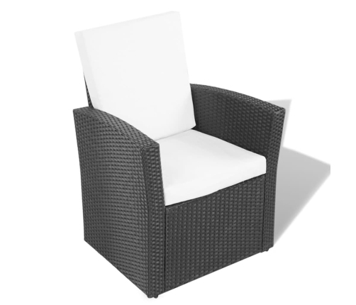 Set de muebles de jardín 4 pzas y cojines ratán sintético negro