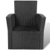 Set de muebles de jardín 4 pzas y cojines ratán sintético negro