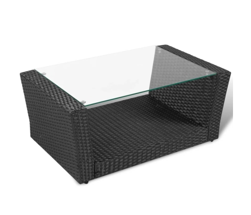 Set de muebles de jardín 4 pzas y cojines ratán sintético negro