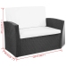 Set de muebles de jardín 4 pzas y cojines ratán sintético negro