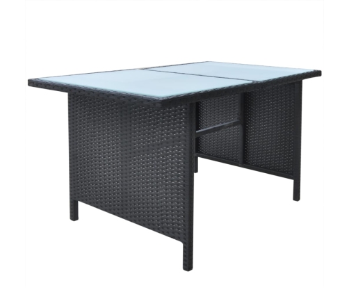 Set comedor de jardín 6 piezas y cojines ratán sintético negro