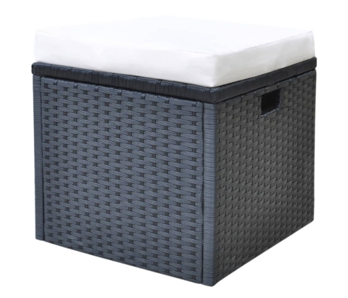 Set comedor de jardín 6 piezas y cojines ratán sintético negro
