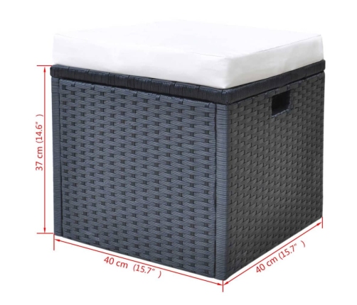 Set comedor de jardín 6 piezas y cojines ratán sintético negro
