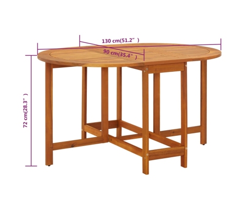 Mesa de jardín madera maciza de acacia 130x90x72 cm