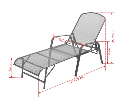 vidaXL Tumbonas con mesita 2 unidades acero gris antracita