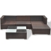 Set muebles de jardín 5 piezas y cojines ratán sintético marrón