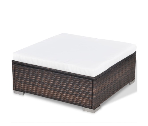 Set muebles de jardín 5 piezas y cojines ratán sintético marrón