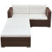 Set muebles de jardín 3 piezas y cojines ratán sintético marrón