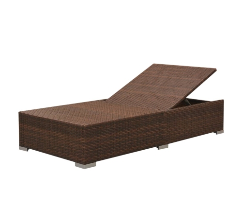 Set muebles de jardín 3 piezas y cojines ratán sintético marrón