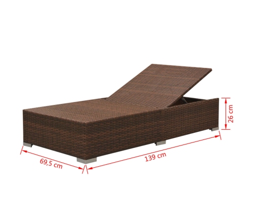 Set muebles de jardín 3 piezas y cojines ratán sintético marrón