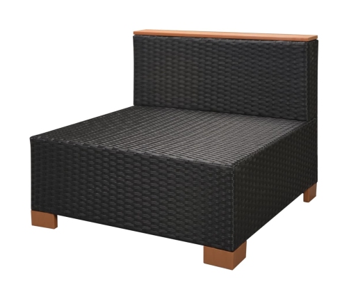Muebles de jardín y cojines 7 piezas ratán sintético negro