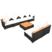 Muebles de jardín y cojines 7 piezas ratán sintético negro
