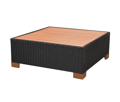 Muebles de jardín y cojines 7 piezas ratán sintético negro