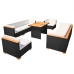 Set muebles de jardín 10 piezas y cojines ratán sintético negro
