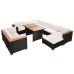 Set muebles de jardín 10 piezas y cojines ratán sintético negro