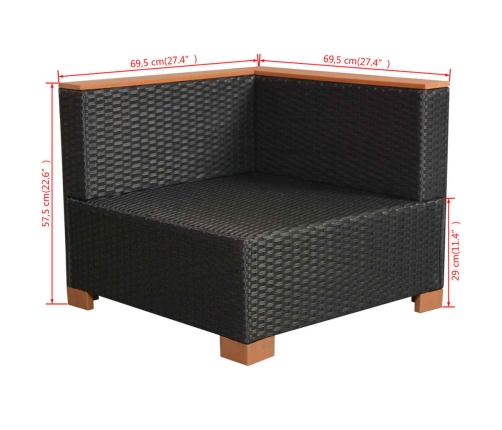 Set muebles de jardín 10 piezas y cojines ratán sintético negro