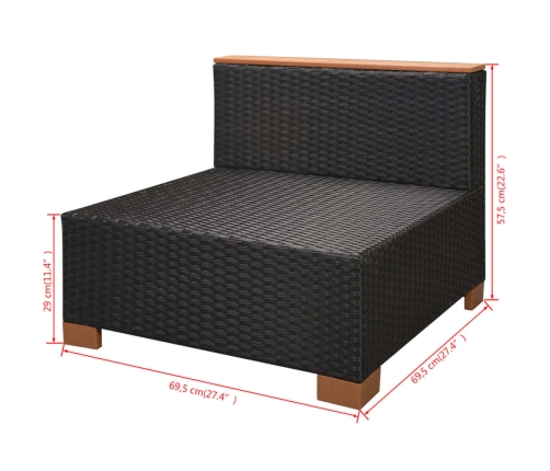 Set muebles de jardín 10 piezas y cojines ratán sintético negro