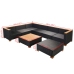Set muebles de jardín 8 piezas y cojines ratán sintético negro