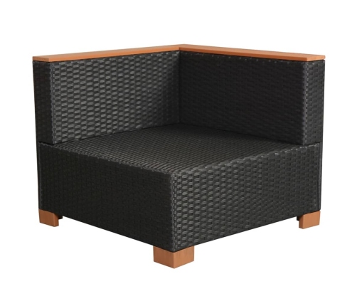Set muebles de jardín 8 piezas y cojines ratán sintético negro
