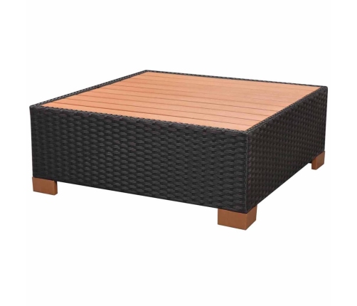 Set muebles de jardín 8 piezas y cojines ratán sintético negro