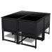 Set comedor de jardín 9 piezas y cojines ratán sintético negro