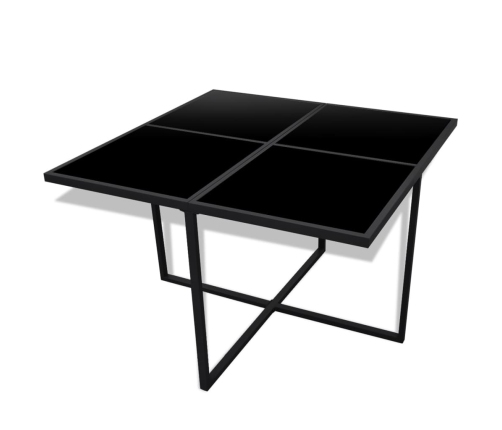 Set comedor de jardín 9 piezas y cojines ratán sintético negro