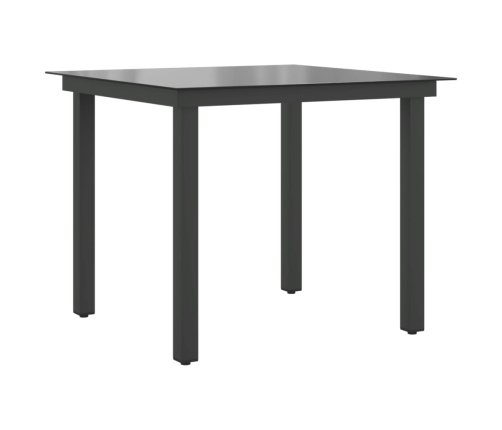 Mesa de jardín de aluminio y vidrio negra 80x80x74 cm