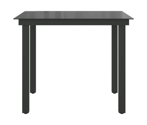 Mesa de jardín de aluminio y vidrio negra 80x80x74 cm