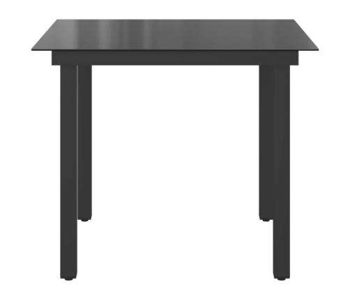 vidaXL Mesa de jardín de aluminio y vidrio negra 80x80x74 cm