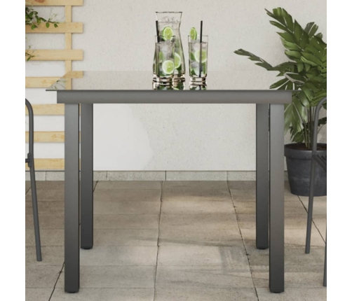 Mesa de jardín de aluminio y vidrio negra 80x80x74 cm