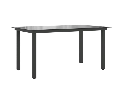 Mesa de jardín de aluminio y vidrio negra 150x90x74 cm