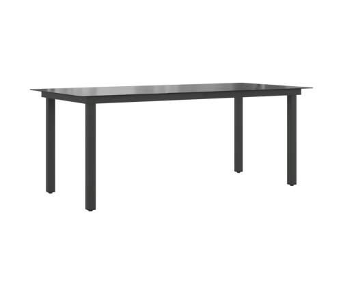 Mesa de jardín de aluminio y vidrio negra 190x90x74 cm