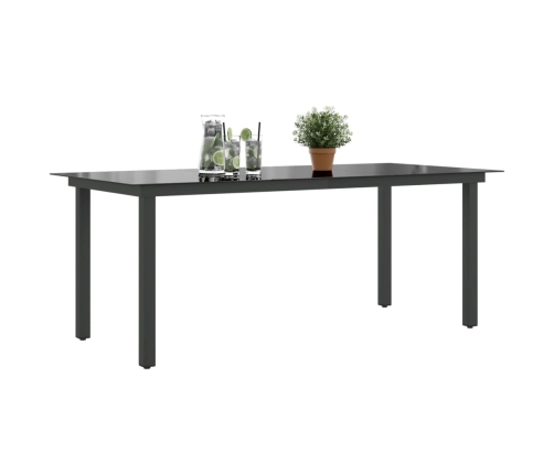 Mesa de jardín de aluminio y vidrio negra 190x90x74 cm