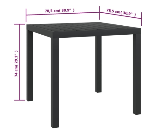 Mesa de jardín de aluminio y WPC negra 80x80x74 cm