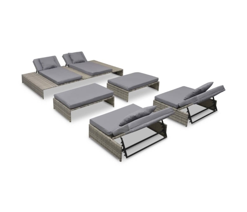 Set de muebles de jardín 5 pzas y cojines ratán sintético gris