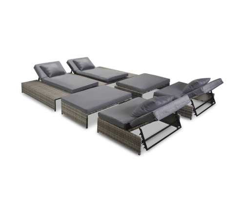 Set de muebles de jardín 5 pzas y cojines ratán sintético gris