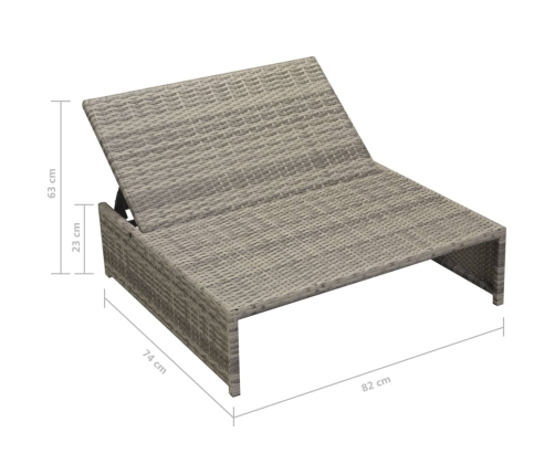 Set de muebles de jardín 5 pzas y cojines ratán sintético gris