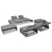 Set de muebles de jardín 5 pzas y cojines ratán sintético gris