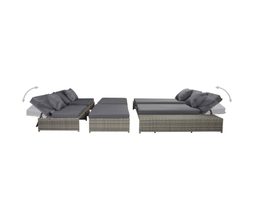 Set de muebles de jardín 5 pzas y cojines ratán sintético gris