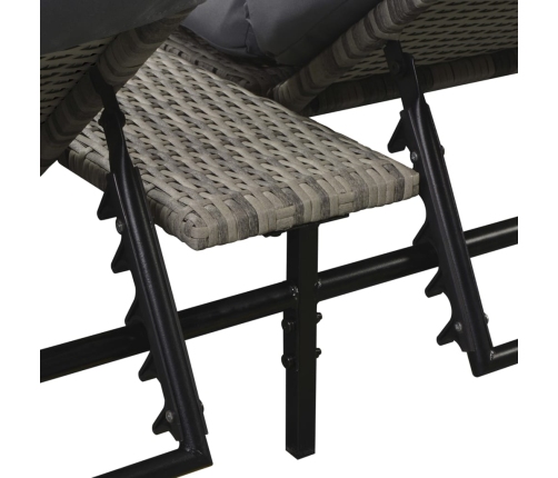 Set de muebles de jardín 5 pzas y cojines ratán sintético gris