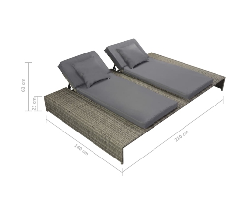 Set de muebles de jardín 5 pzas y cojines ratán sintético gris