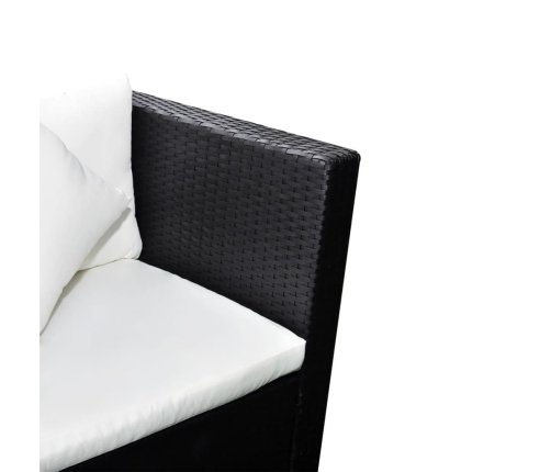 Set de muebles de jardín 4 pzas y cojines ratán sintético negro