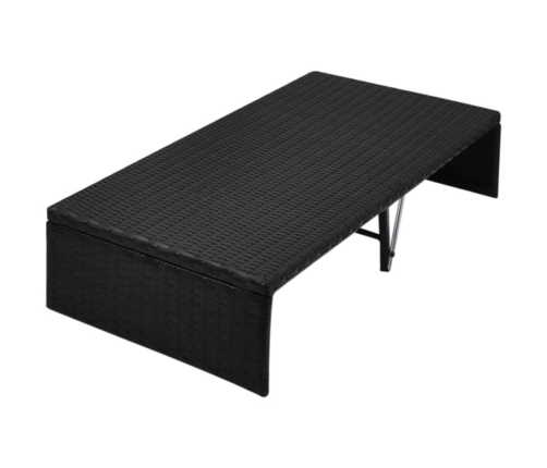 Cama de jardín con toldo ratán sintético negro 190x130 cm