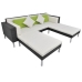 Set de muebles de jardín 4 pzas y cojines ratán sintético negro