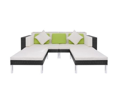 Set de muebles de jardín 4 pzas y cojines ratán sintético negro