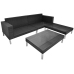 Set de muebles de jardín 4 pzas y cojines ratán sintético negro