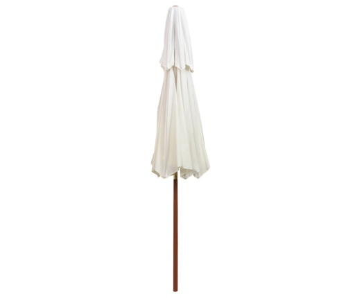 Sombrilla de dos niveles palo de madera blanco crema 270x270 cm